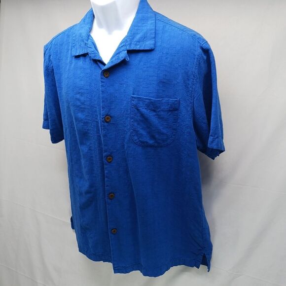 Tommy Bahama Silk & Cotton Casual Button Down Shirt Men's Large Blue............ - Picture 3 of 11
